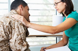 Soldier with a caregiver