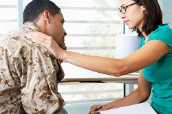 Soldier with a caregiver